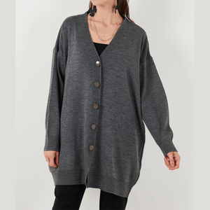 Cardigan mit Knopfleiste Lang - Leonie