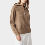 Gerippter Pullover mit Halber Reißverschluss - Lila