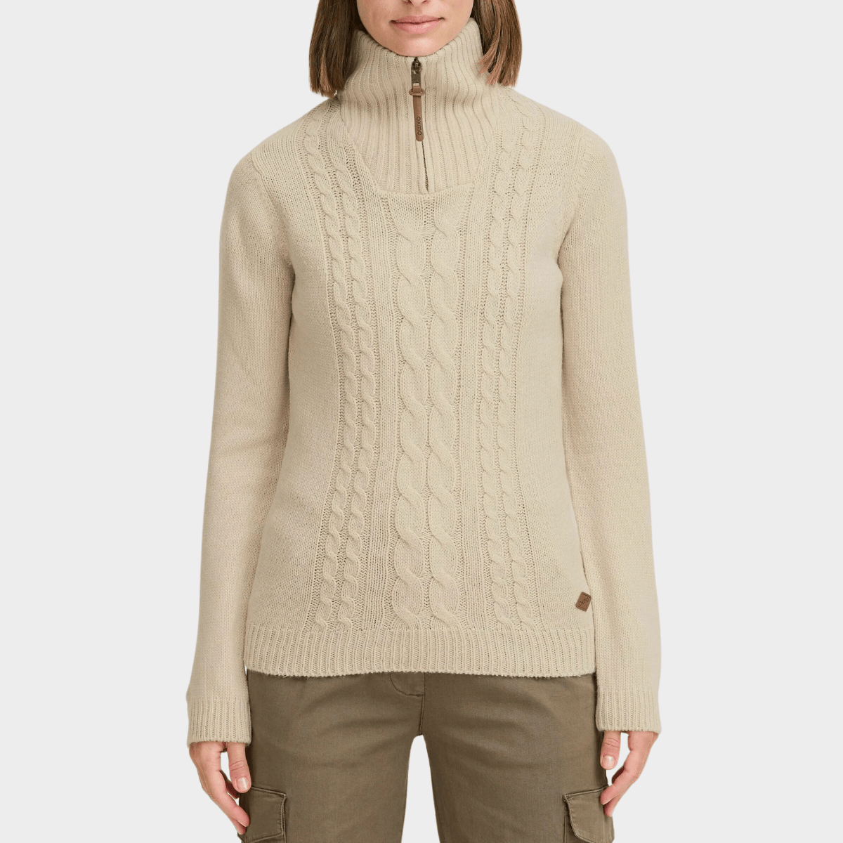 Kabelstrick Pullover mit Halbreißverschluss - Eloise